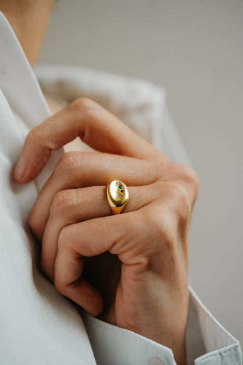 Ring Tribu (met 1 tot 3 geboortesteentjes) (verguld)