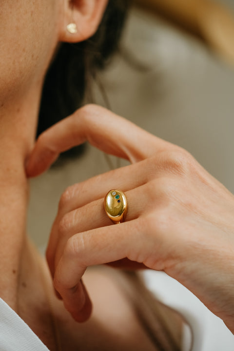 Ring Tribu (met 1 tot 3 geboortesteentjes) (massief 18k goud)