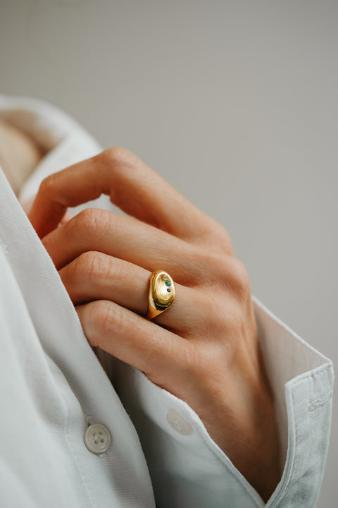 Ring Tribu (met 1 tot 3 geboortesteentjes) (verguld)