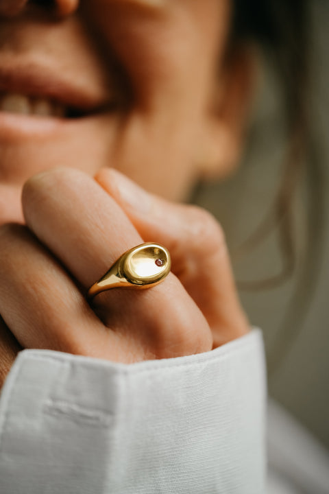 Ring Tribu (met 1 tot 3 geboortesteentjes) (massief 18k goud)