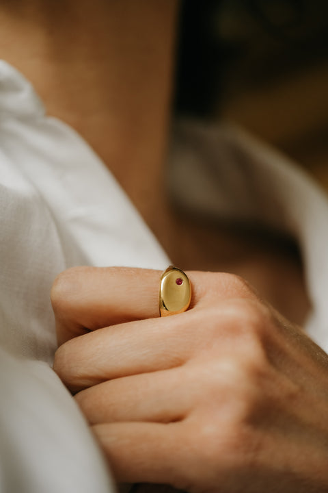 Ring Tribu (met 1 tot 3 geboortesteentjes) (massief 18k goud)