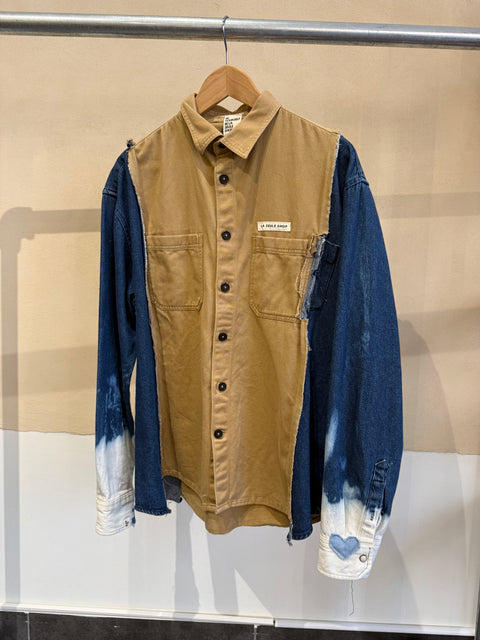 Classic shirt pièce unique III - camel & bleached denim