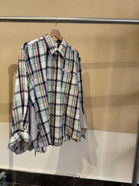 Oversized shirt pièce unique I - ruitjes in groen, oranje en donkergrijs