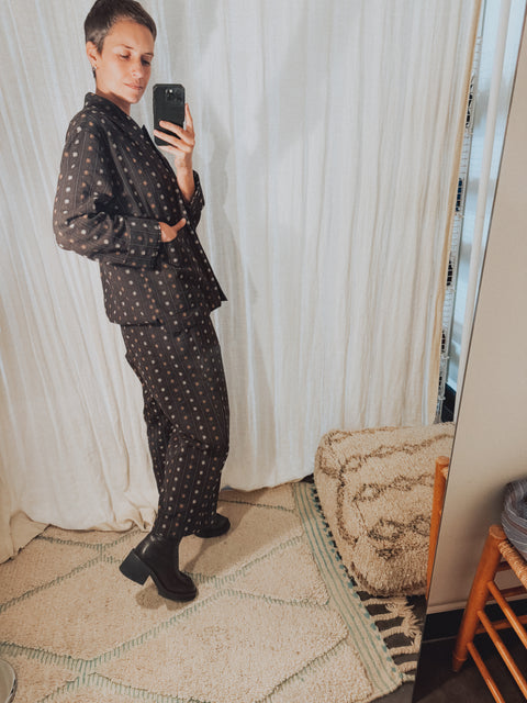 Pia pants flower stripe brown
