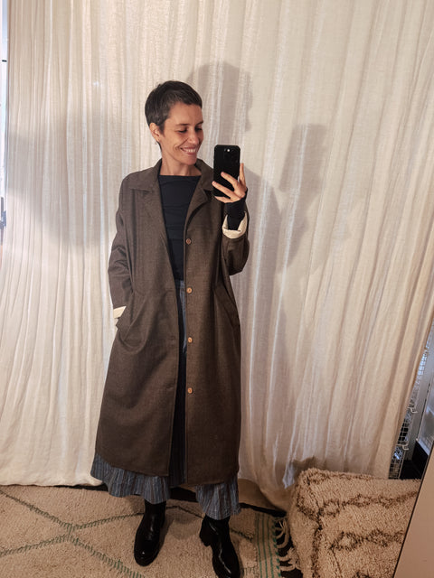 Plaid trench coat brown - one of a kind