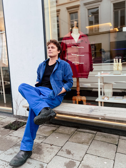 Ribfluwelen hemd - dark denim (laatste S)