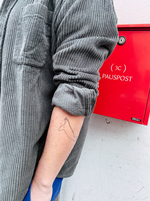 Ribfluwelen hemd - Pirate Black (grijsgroen)