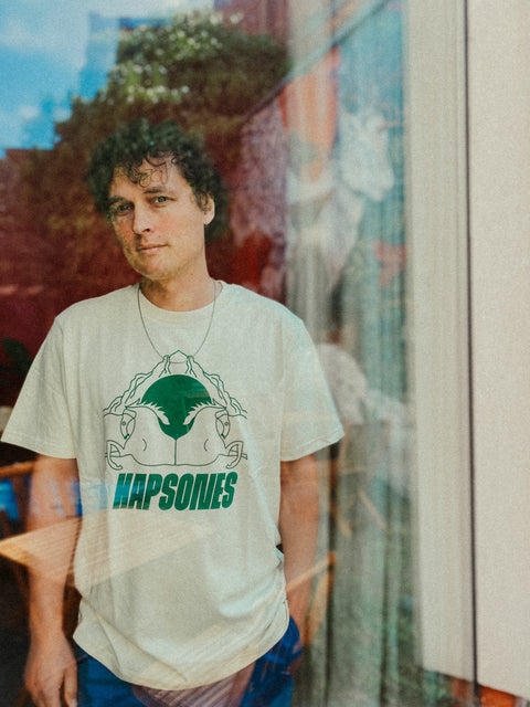 T-shirt - crème met groene print