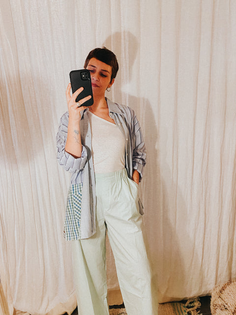 Linnen asymmetrische top 'Keira' - ecru