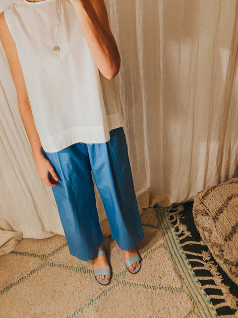 Broek 'Pia' organic garment dyed poplin - blue bonnet