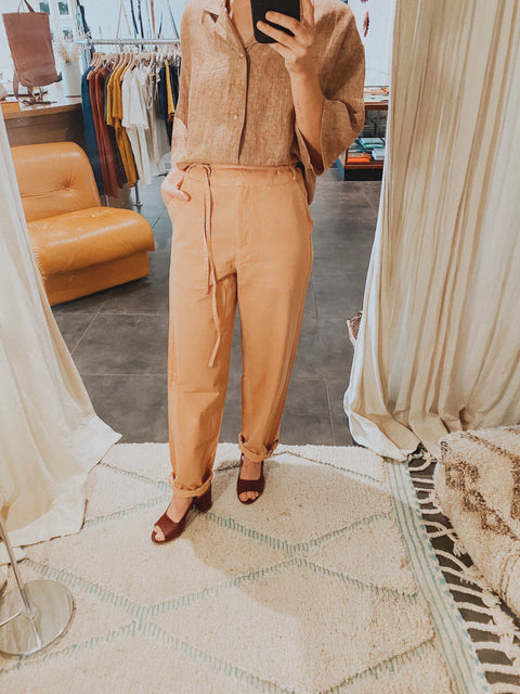 Wide woven pants - rose tan