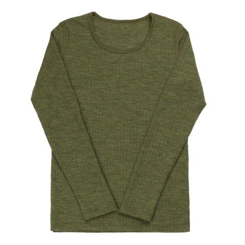 Longsleeve uit wol - dark olive