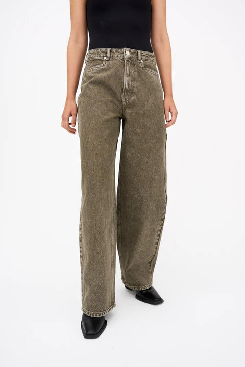 Kaia slung jeans wash antique olive green