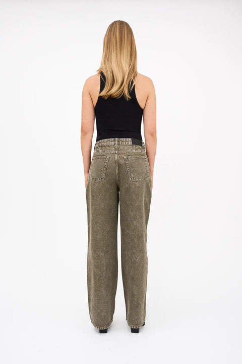 Kaia slung jeans wash antique olive green
