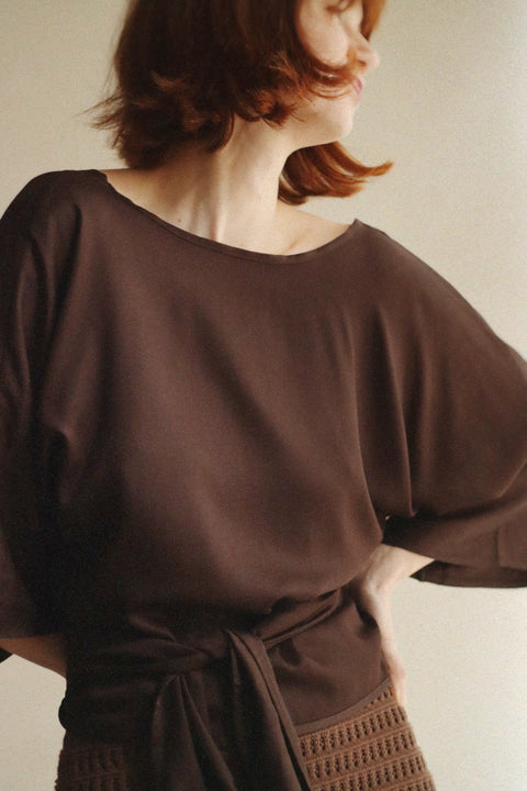 Geknoopte bloes - bruin