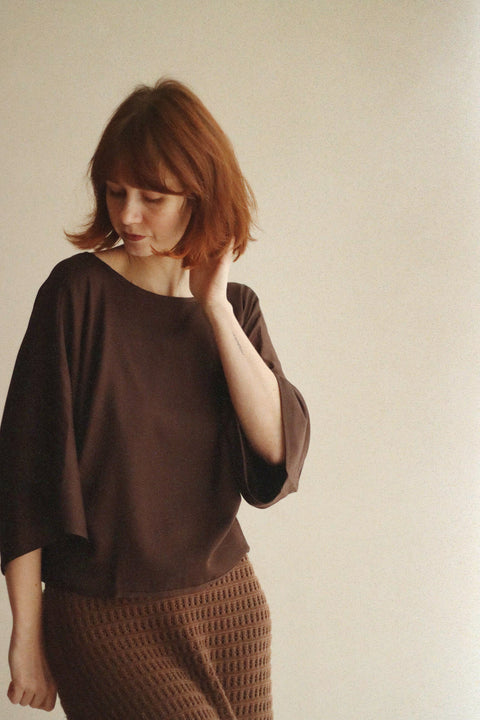 Geknoopte bloes - bruin