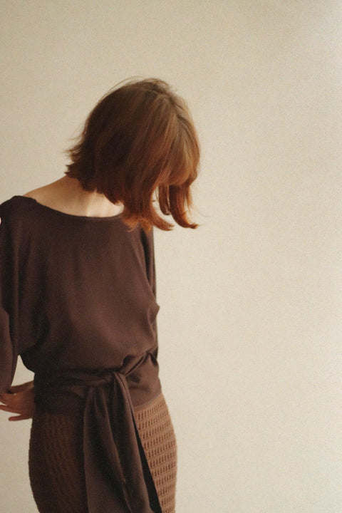 Geknoopte bloes - bruin