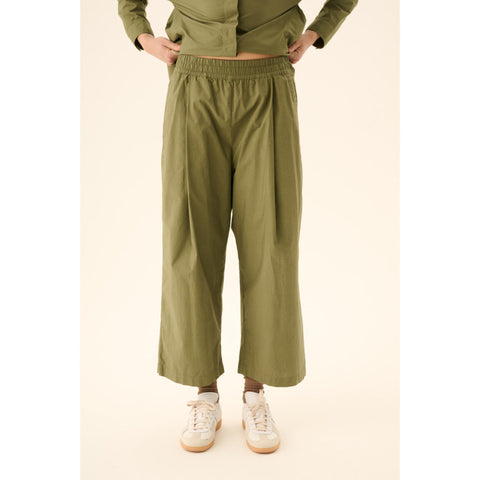Broek 'Pia' GMTD poplin - moss green