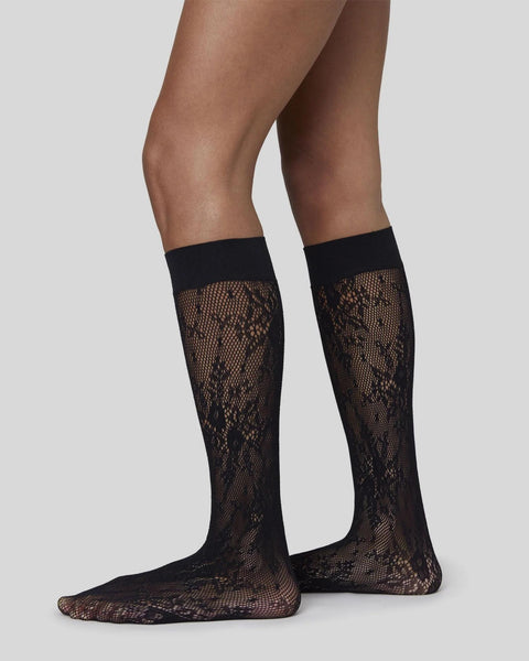 Rosa Lace kniekousen - zwart