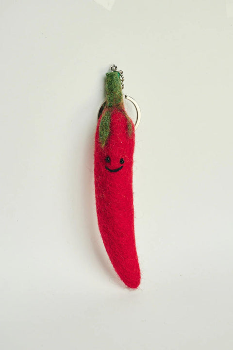 Handgemaakte sleutelhanger uit vilt - chilipeper