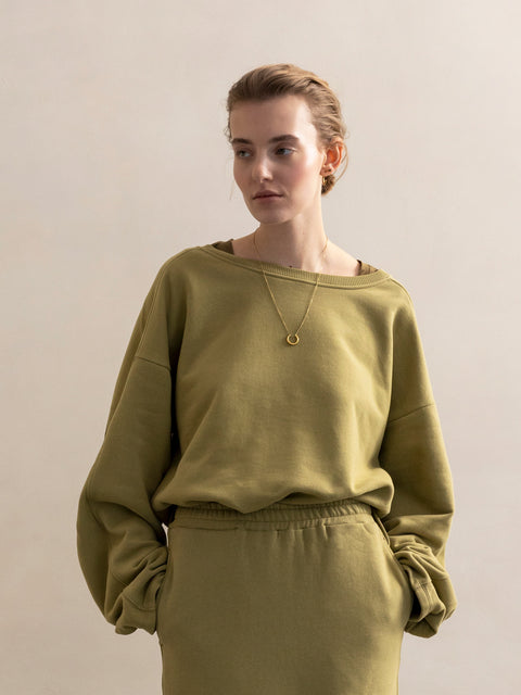 Sweater - soft moss (100% biokatoen)