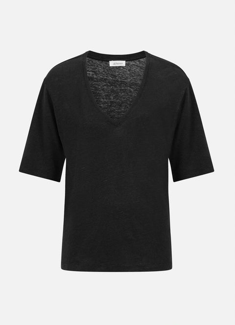 T-shirt uit linnen - zwart