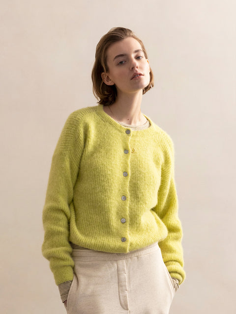 Two-way knit cardigan - zesty lime