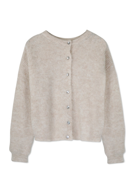 Two-way knit cardigan - light oat