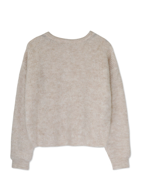 Two-way knit cardigan - light oat