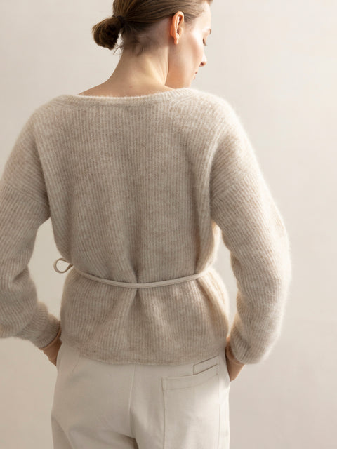 Two-way knit cardigan - light oat