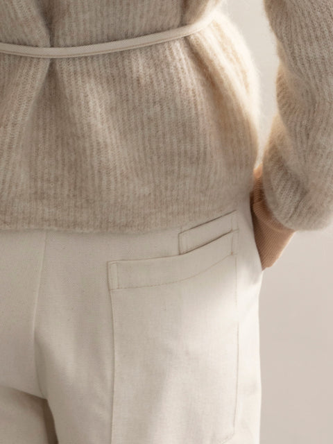 Two-way knit cardigan - light oat