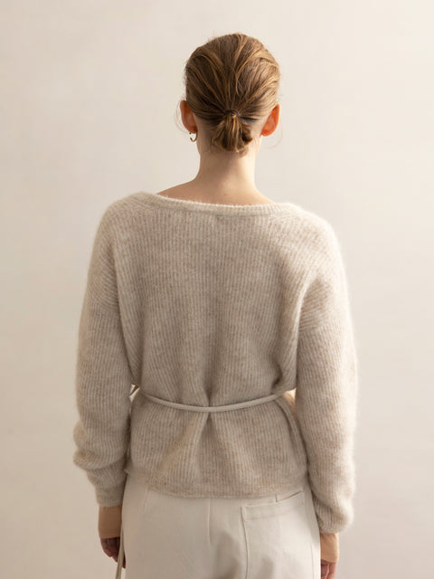 Two-way knit cardigan - light oat