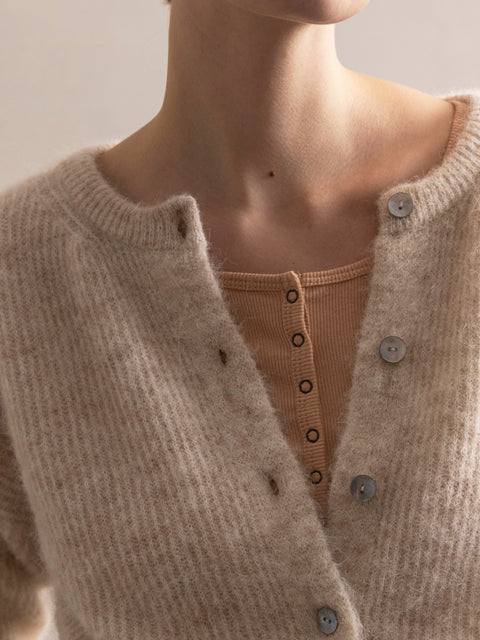 Two-way knit cardigan - light oat