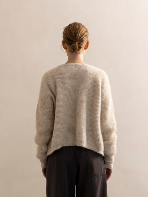 Two-way knit cardigan - light oat
