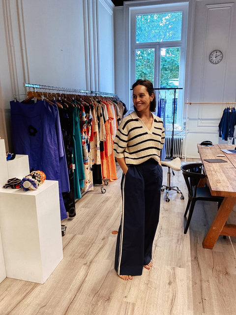 Pants 'Moonflower tape' - navy