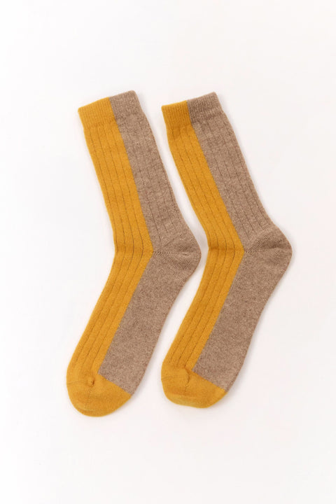 Bicolor Wool Socks - mosterd