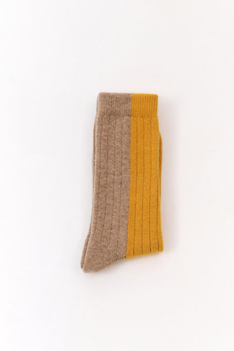 Bicolor Wool Socks - mosterd