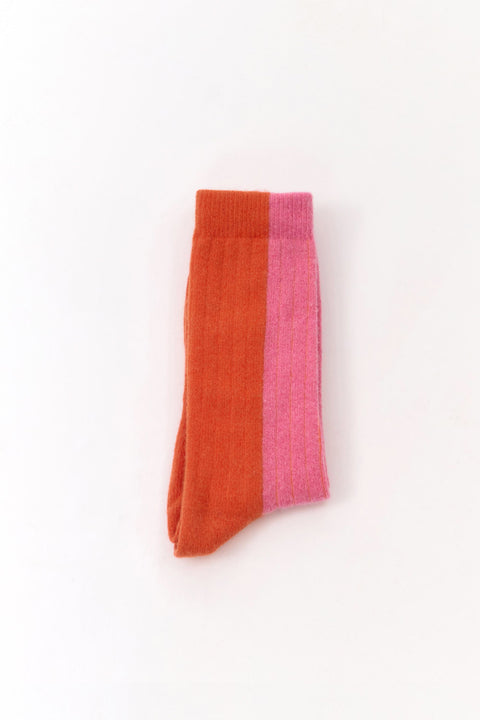 Bicolor Wool Socks - roze