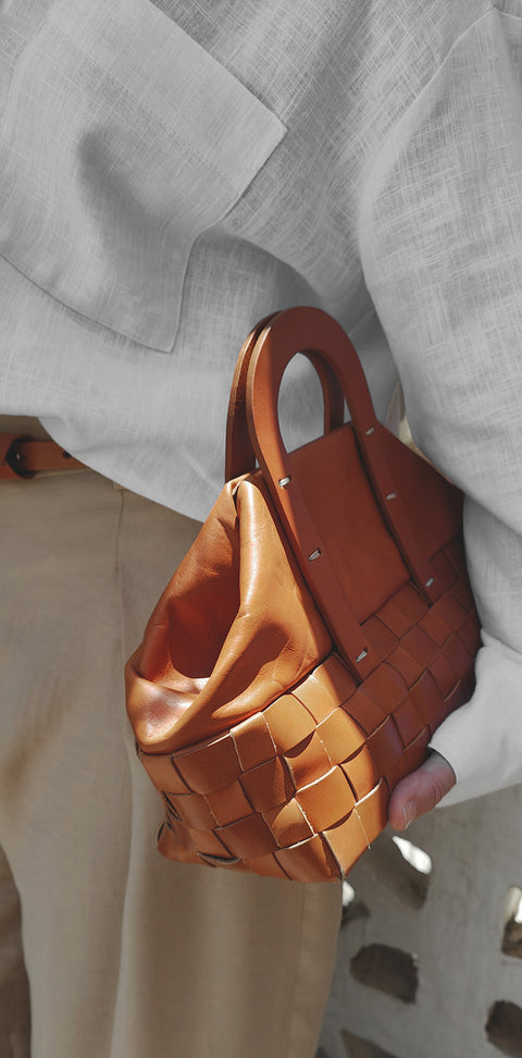 Mimbre trapecio bag - hazelnut