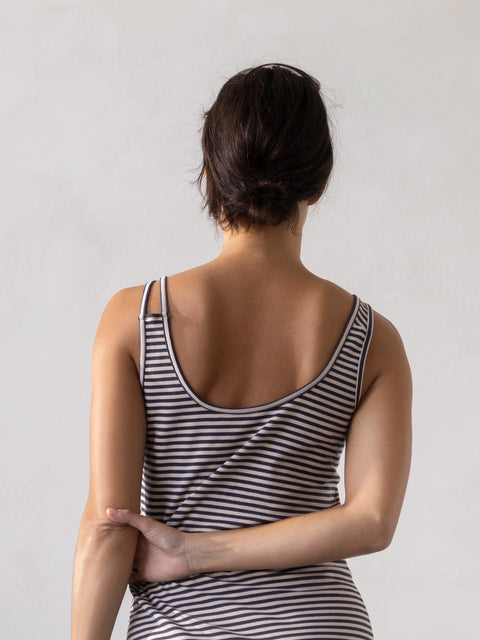 Two-way strap top  - graphite stripes (laatste M)