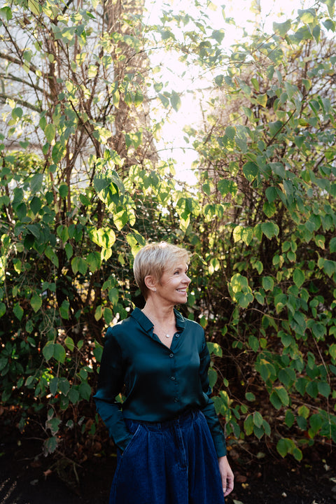 Zijdezachte bloes - donkergroen