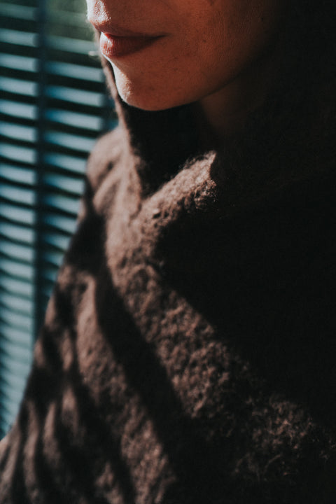 Pia hooded knit nuez - wollen hoodie