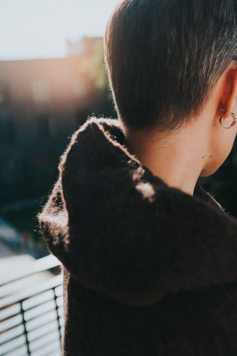 Pia hooded knit nuez - wollen hoodie
