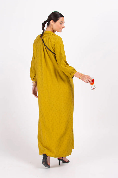Lange jurk met print - olive