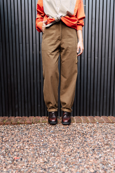 Wide woven pants - dark moss