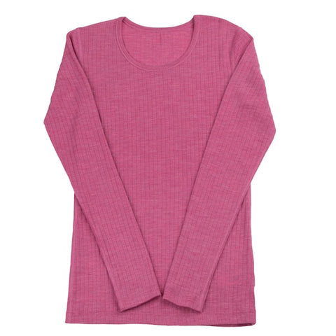 Shirt met lange mouwen uit wol - framboos roze