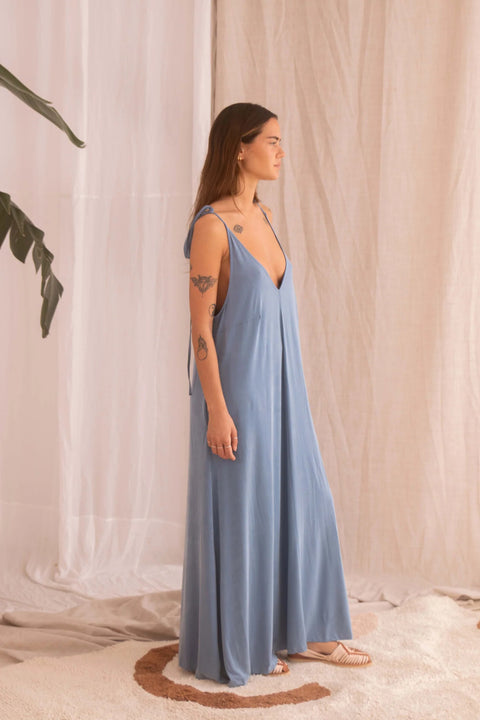 Luchtige maxi-jurk - lichtblauw