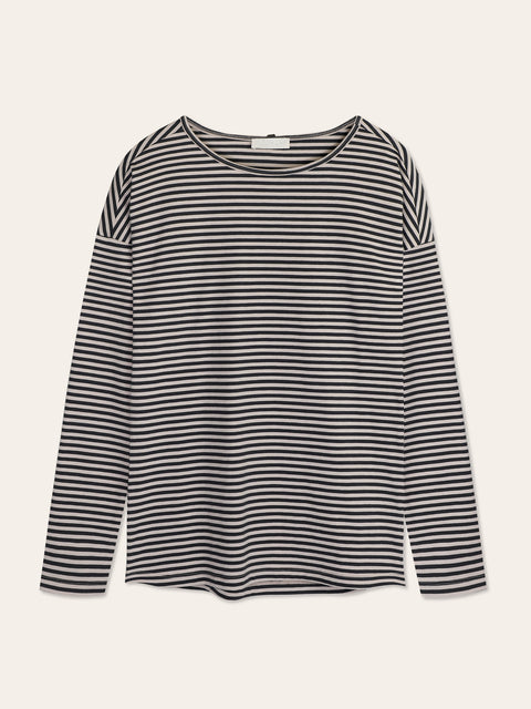 Dropped-shoulder top longsleeve stripes (charcoal)