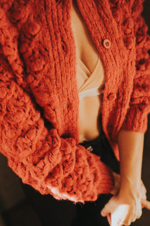 Coby knit fresa - dotted cardigan in rozerood