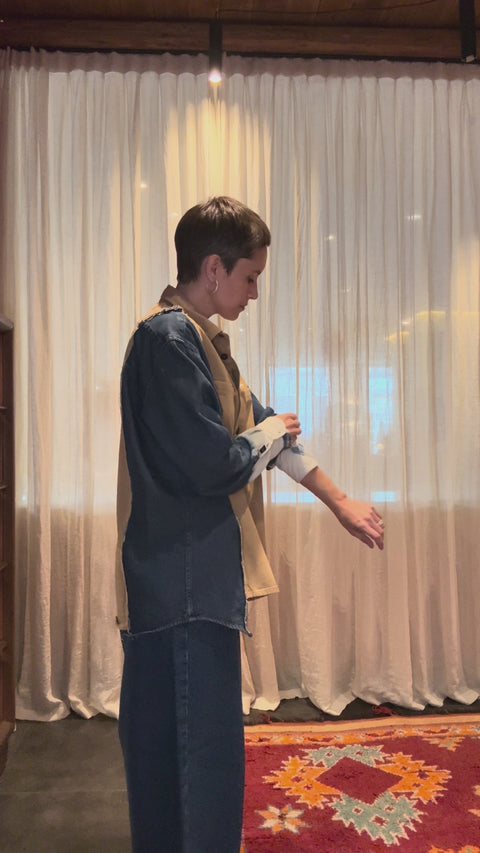 Classic shirt pièce unique III - camel & bleached denim